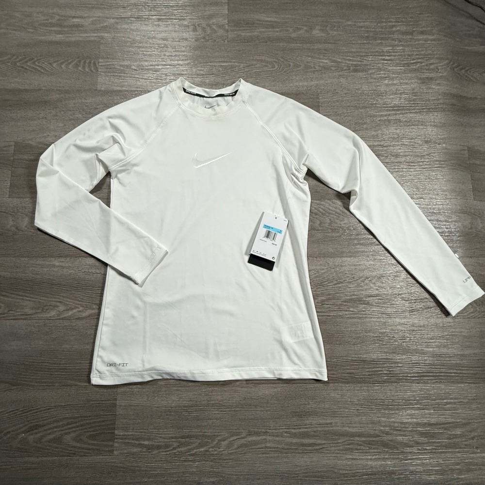 Nike Swim Mens White Dri-FIT Long Sleeve Rash Guard UPF 40+ NESSG391-100 Size M